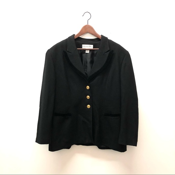 Vintage 1980's Christian Dior Wool Blazer Black